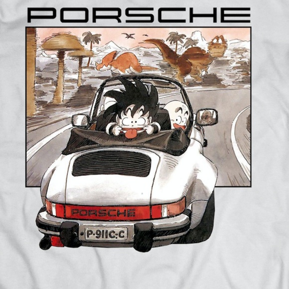 Dragon Ball White Porsche Anime Funny Tee - Picture 2 of 2